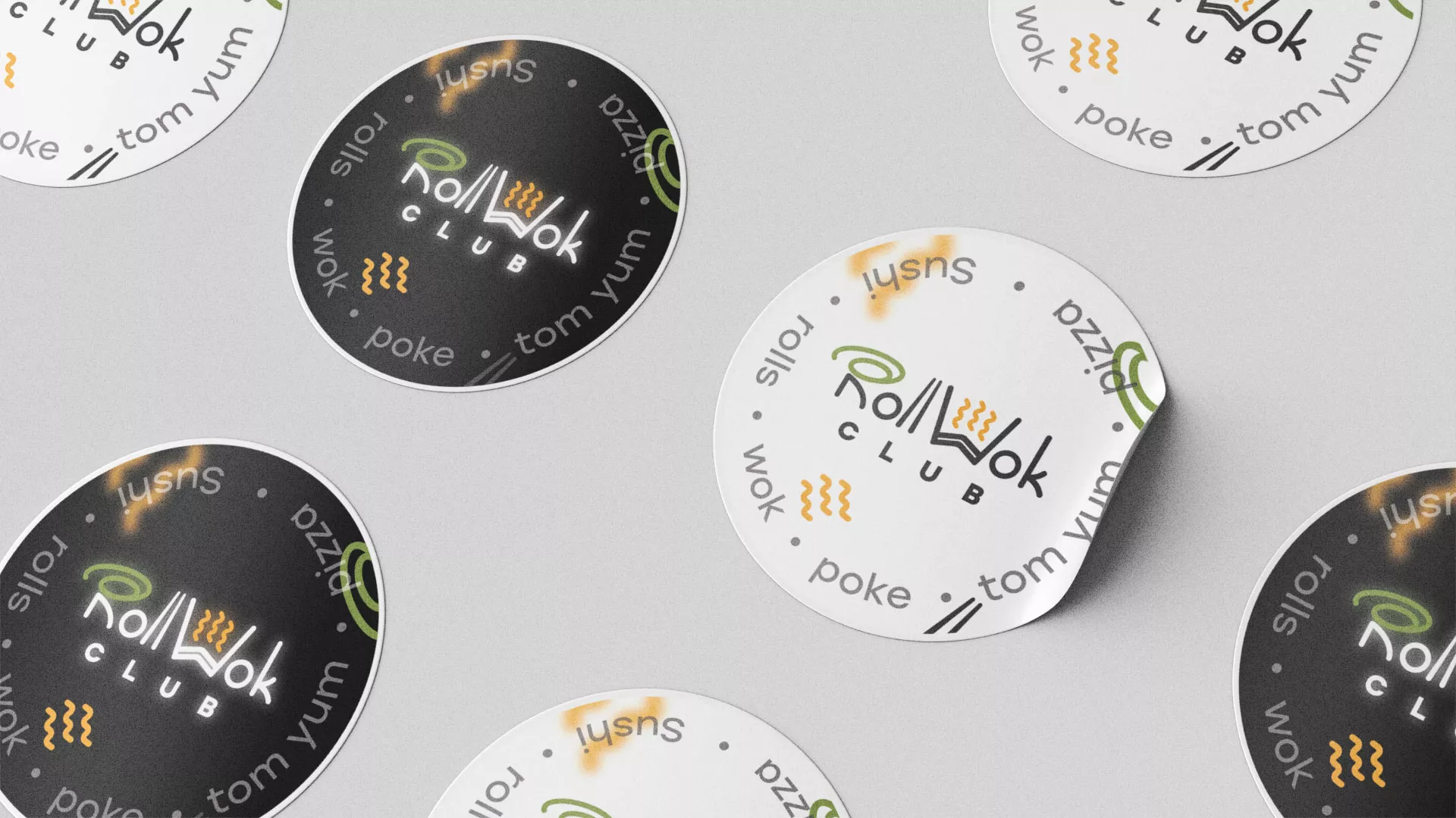 Разработка наклеек для суши-бара «Roll Wok Club» в Белёве